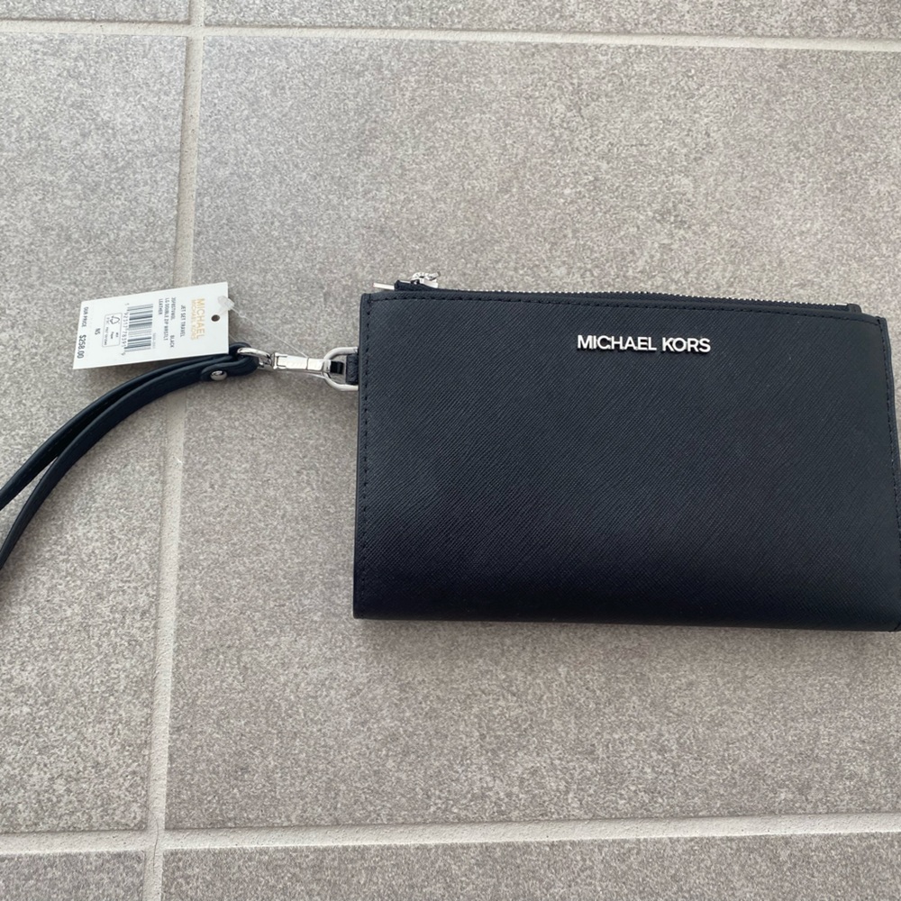 michael kors jet set travel lg double wristlet - brand new with tags